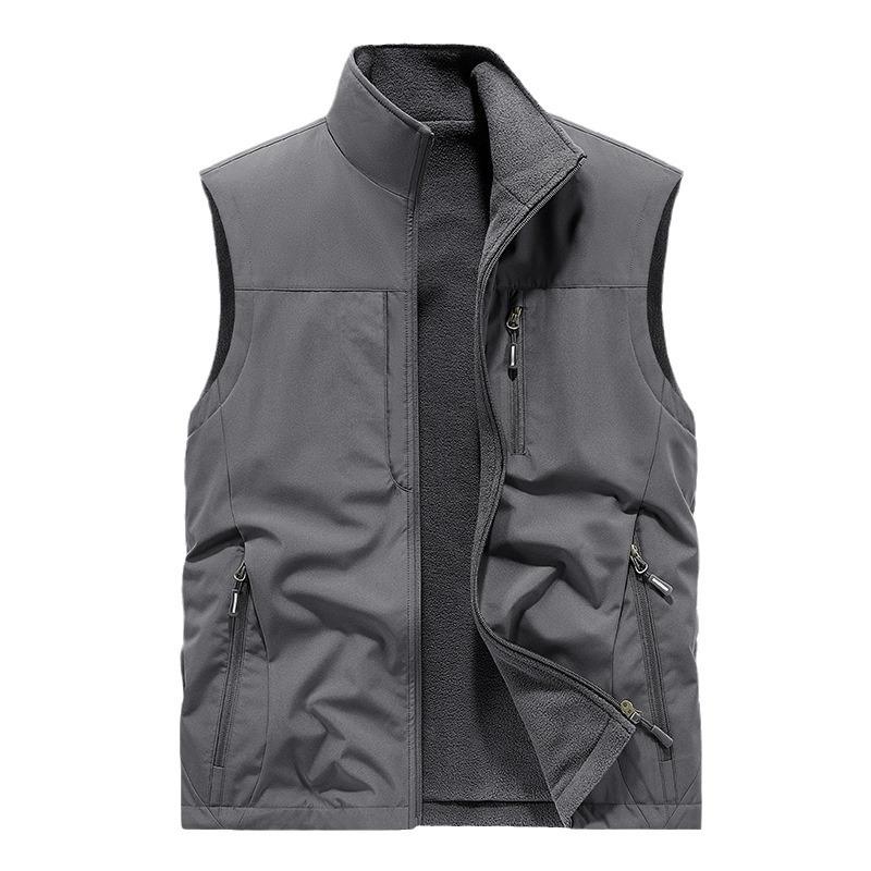 Двусторонний Утепленный Жилет для улицы Мужской Большого размера Жилет Без рукавов Куртка