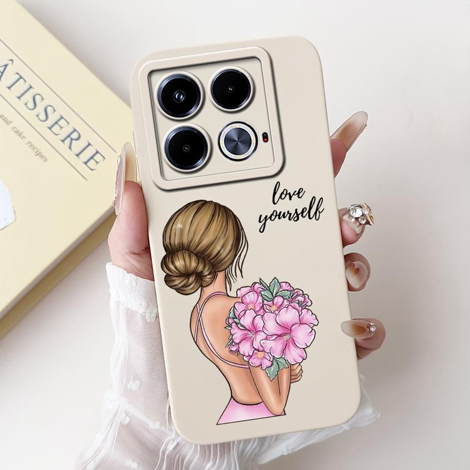Для Infinix Note 40 Чехол X6853 Красивые Девушки Подсолнухи Чехол Мягкий Силиконовый Чехол для Телефона Для Infinix Note 40 Pro Plus Note40 Fundas