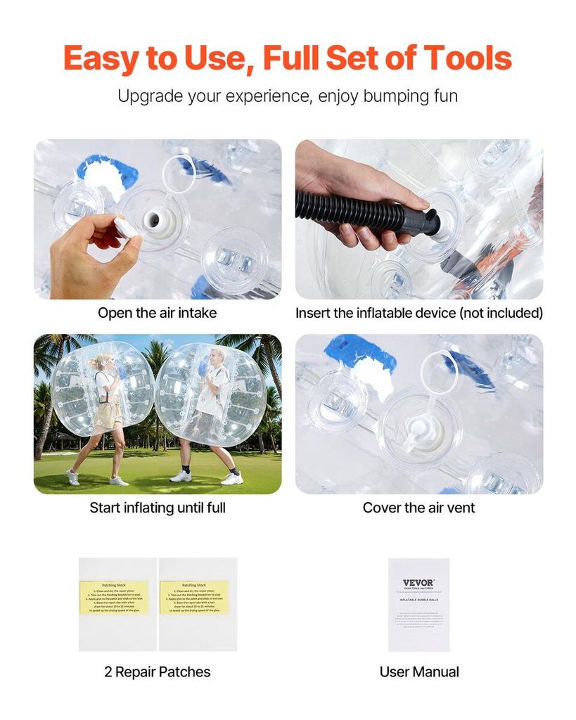 Inflatable Bumper Ball 1-Pack, 5FT/1.5M Body Sumo Zorb Balls for Teen & Adult, 0.8mm Thick PVC Human Hamster Bubble Balls for Outdoor Team Gaming