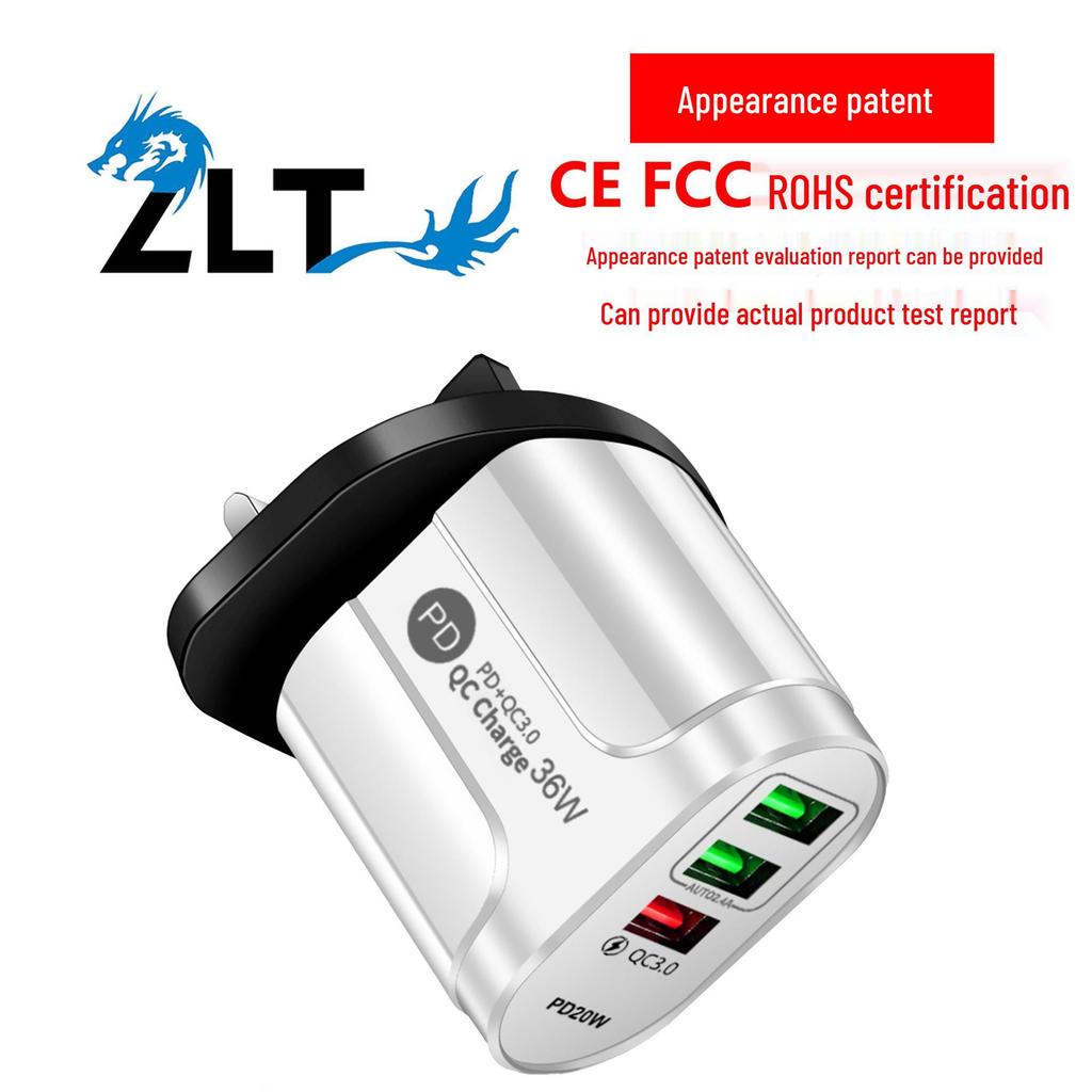 20-ваттное дорожное зарядное устройство: USB-адаптер с PD и 3 портами USB для быстрой зарядки (США/ЕС/Великобритания)
