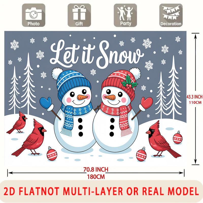 Party Backdrop Christmas Flat Winter Snowman Snowflake Showers Birthdays Weddings Table Photo Booth Decor Front Door Decor