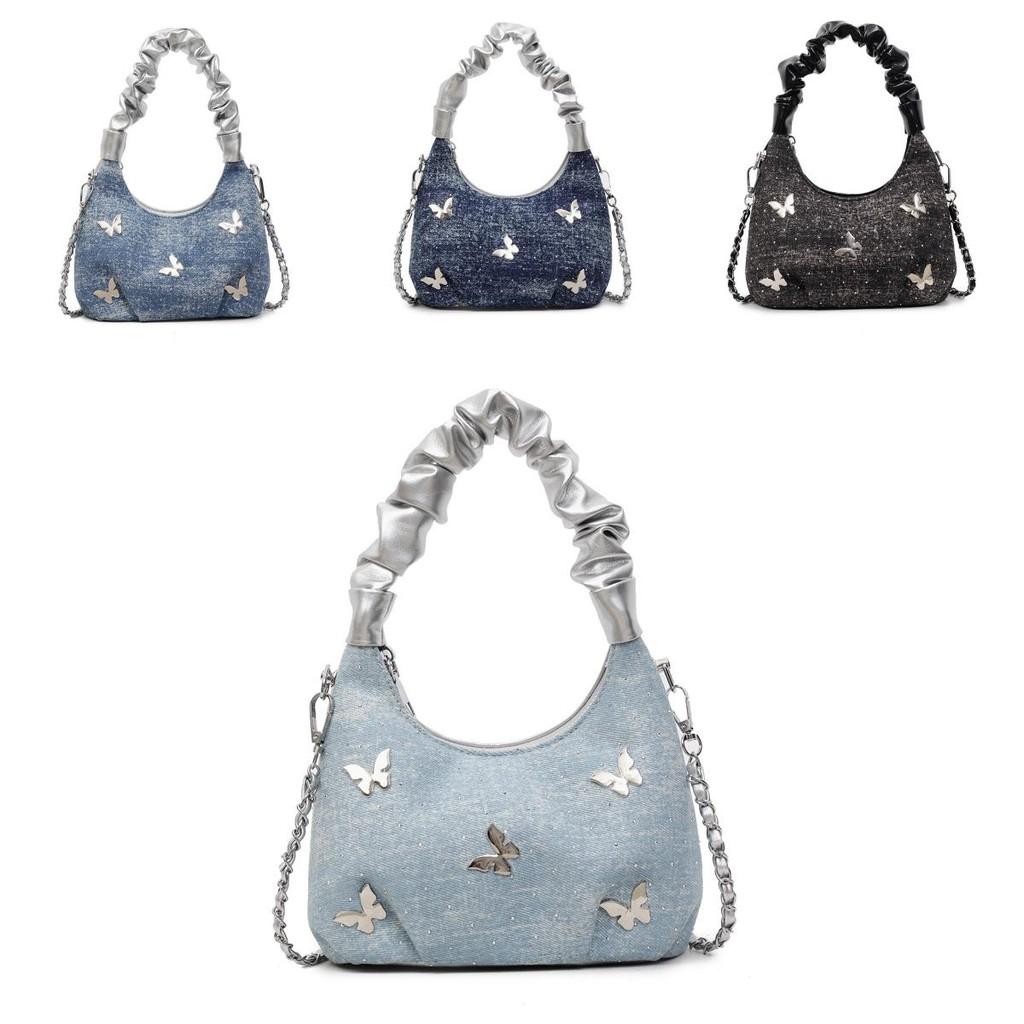 Маленькая сумка из ПУ в форме бабочки-облачка, сумка-тоут, присборенная деталь, ремешок на плечо