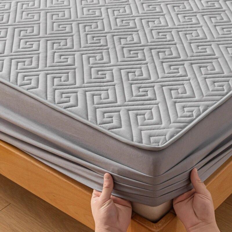 Водонепроницаемый чехол для матраса с хлопковой подкладкой, утолщенный эластичный простынь, дышащий, нескользящий наматрасник, можно стирать в машине