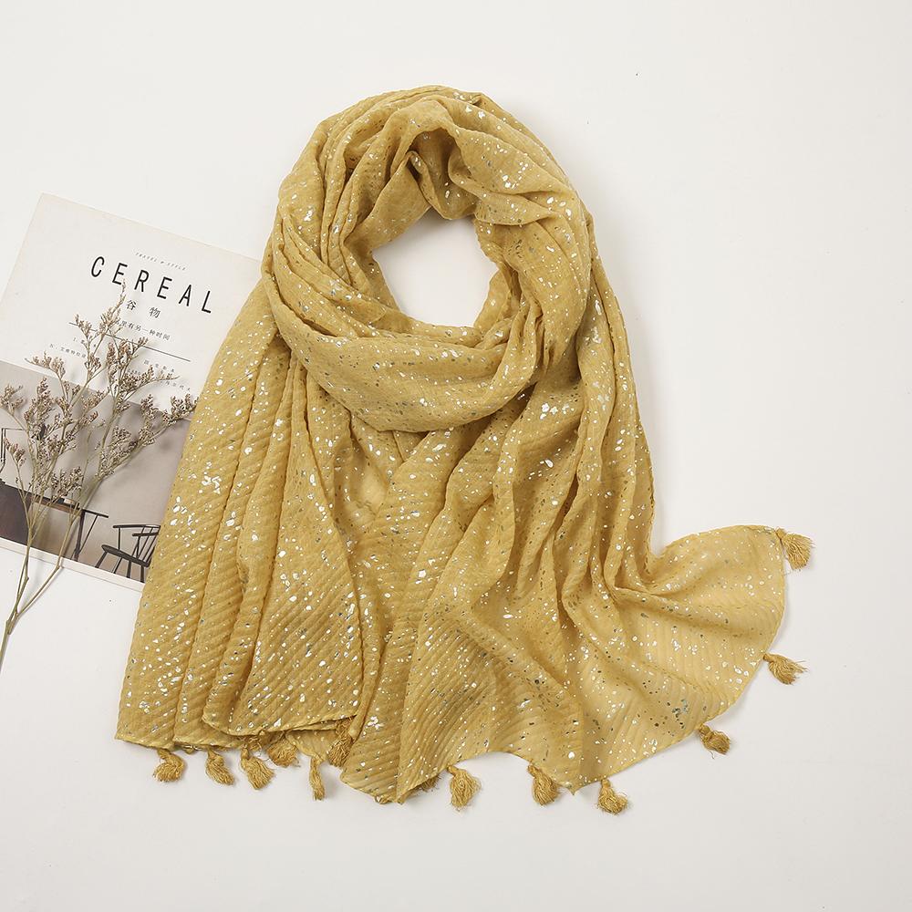 Блестящие мусульманские хиджабы, хлопковый шарф для женщин, большой размер, длинные шали, палантины, обертывания, исламский тюрбан, головной платок 190*85см