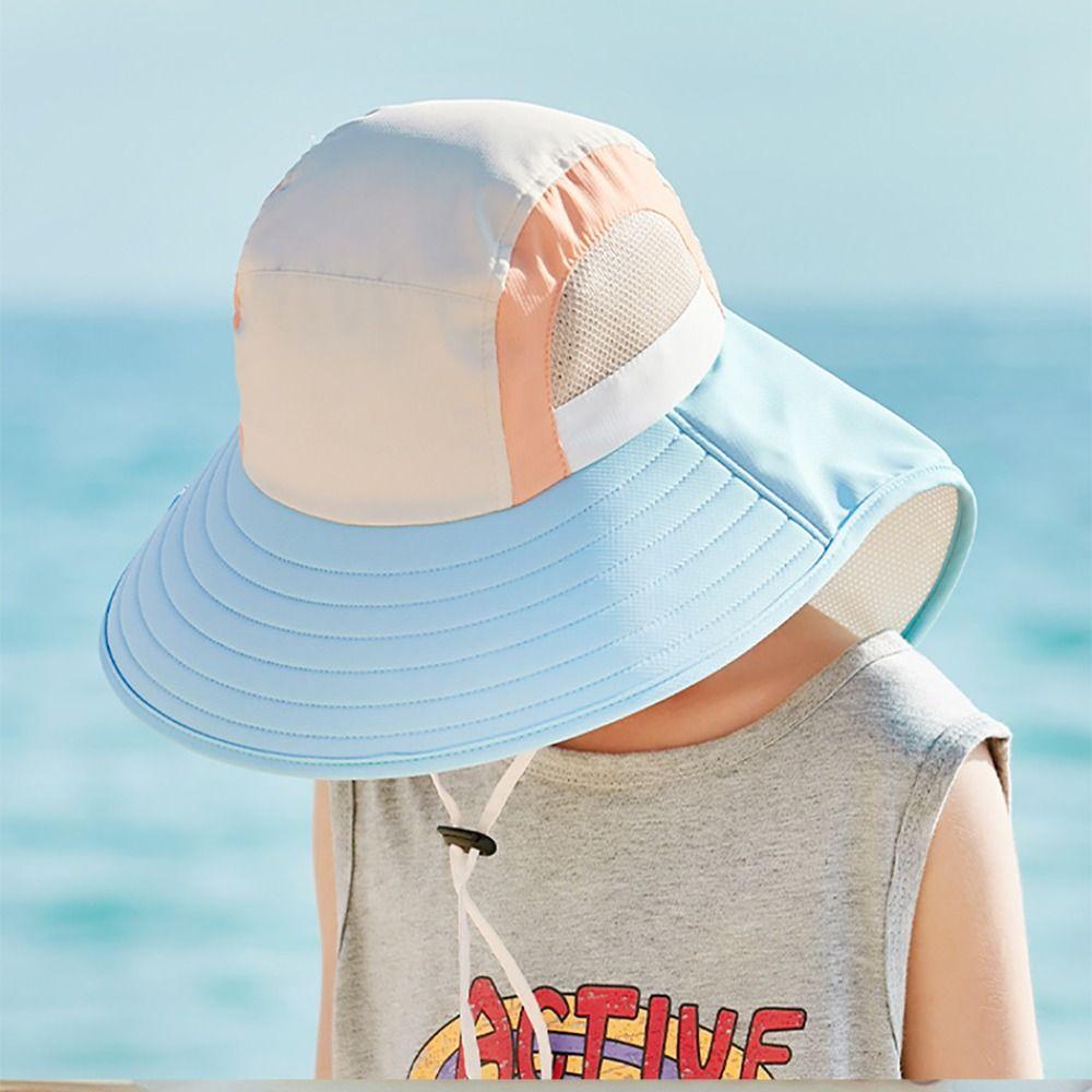 Wide Brim Beach Hats With Neck Flap Strap Panama Cap Fashion Bucket Hat Outdoor