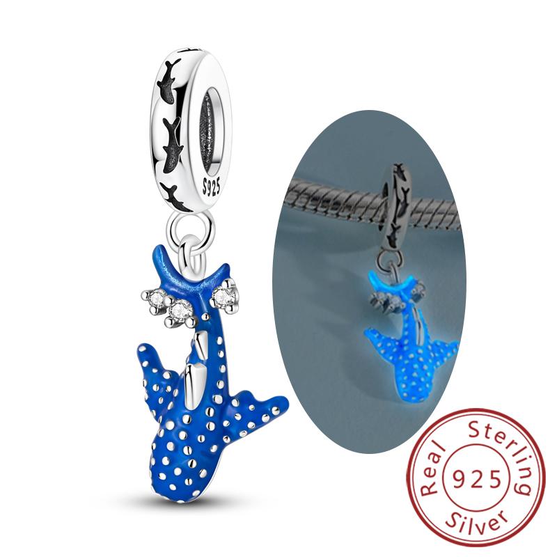 Новые медные шармы-бусины светящийся китовая акула сердце дельфин звездное небо рыба шарм подходит для оригинального браслета ювелирный подарок