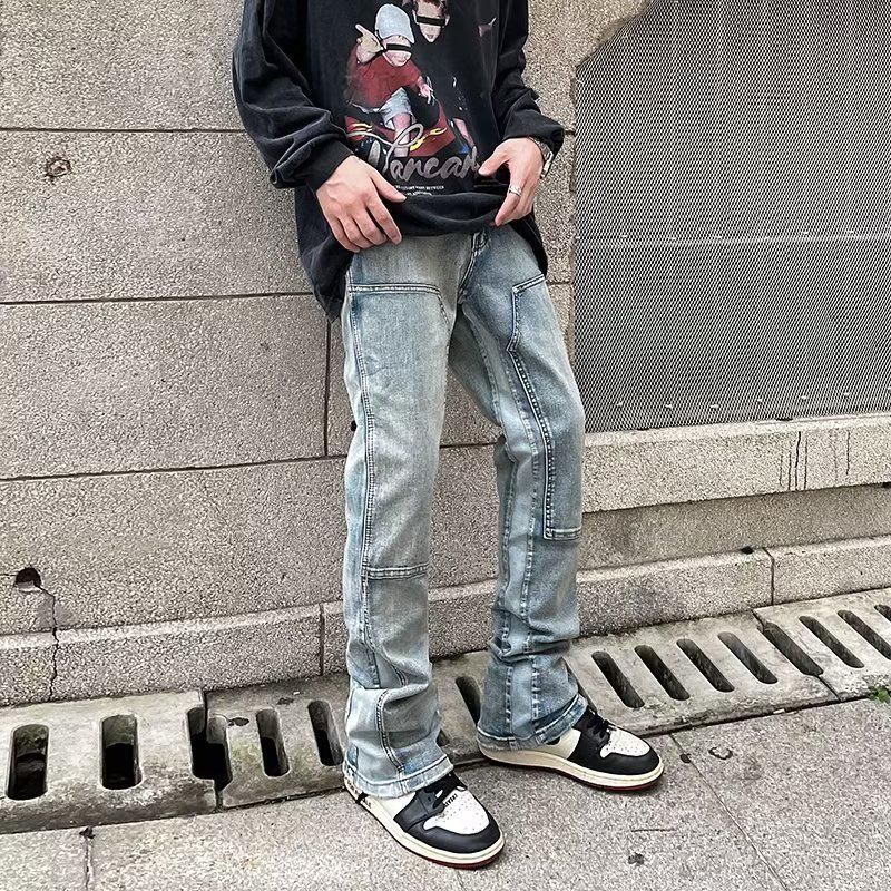 Мужские расклешенные джинсы в стиле хип-хоп High Street Stacked