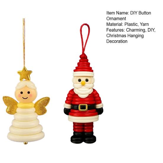 DIY Button Christmas Ornament Kit Stacked Colorful Buttons Christmas Snowman/Santa/Angel/Tree Craft Making Set for Holiday Decor