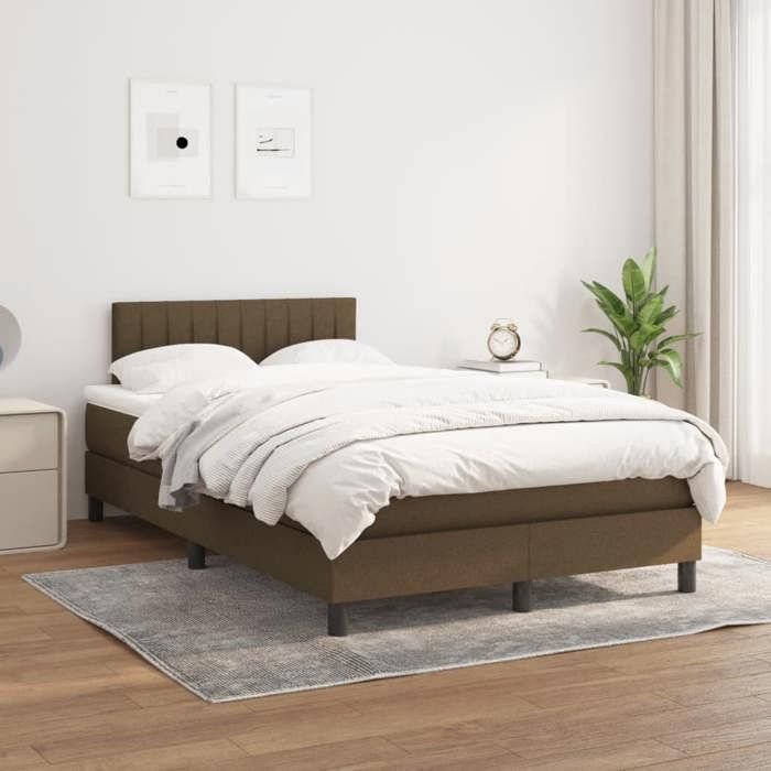 Cadre de lit avec matelas - Maison Exclusive - 120 x 190 cm - Marron foncé - Tête de lit réglable