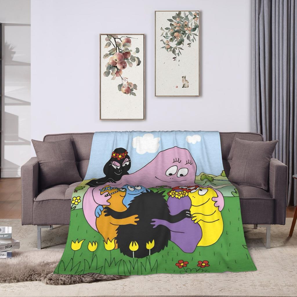 Barbapapa Barbamama Family Flannel Blanket Warm Throw Blanket for Couch Bed Travel Print Bedspread Sofa Bed Cover