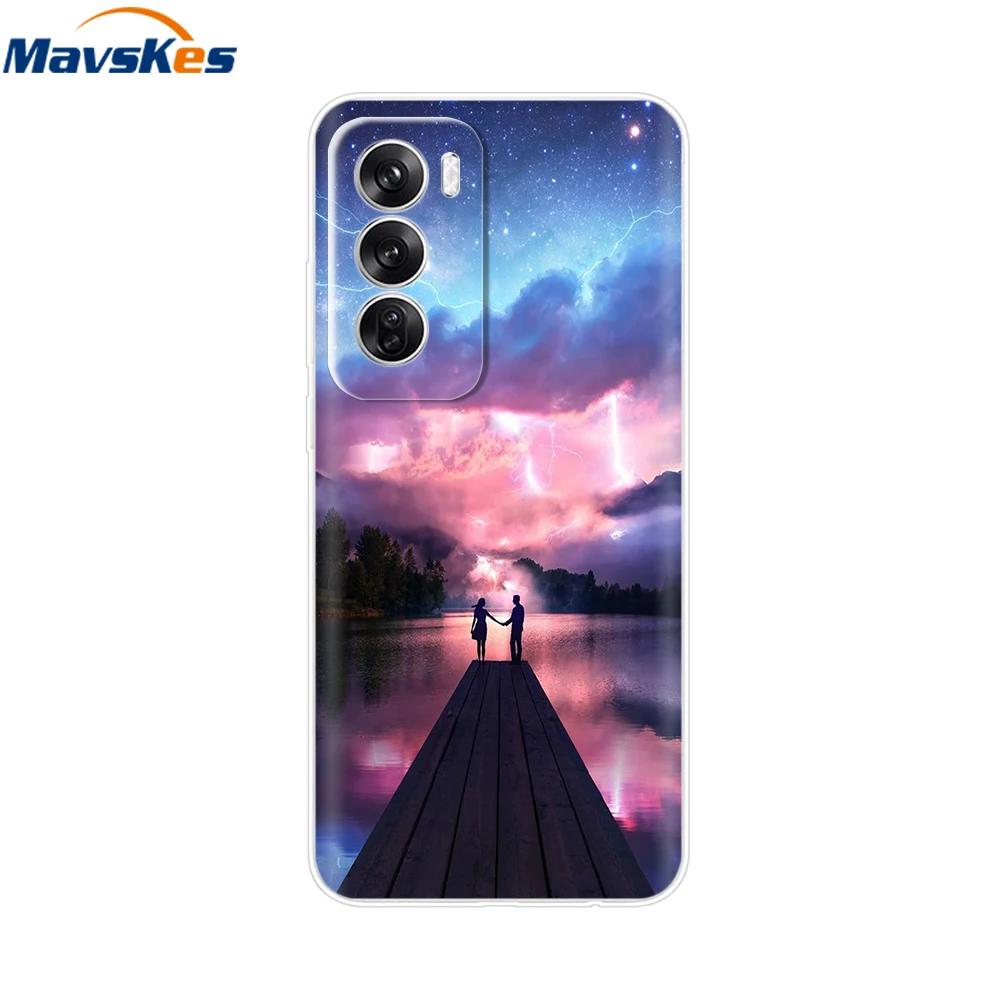 Чехол для OPPO Reno 12 Pro 5G Модный Цветочный Силиконовый Чехол для Телефона Для OPPO Reno 12 Чехол Reno12 Pro Бампер 2024 Мягкий Черный ТПУ Fundas
