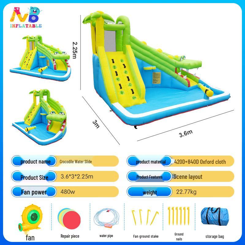 Kids' Outdoor Inflatable Water Slide & Castle Playground