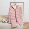 Womens Lightweight Down Coat Mid-Length Hooded Wave Zipper Winter Jacket Korean Style
