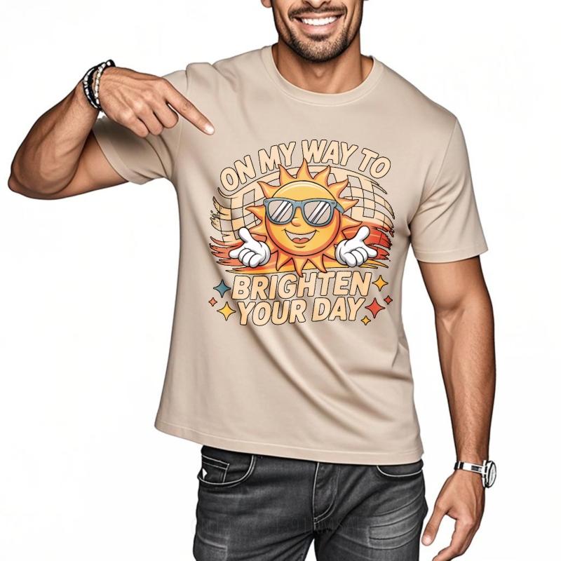 Comfortable Teeshirt Unisex Oneck Tshirt Daily Wear On My Way To Brighten Your Day Fashionable Unisex Teeshirt Solid Color Tshirt