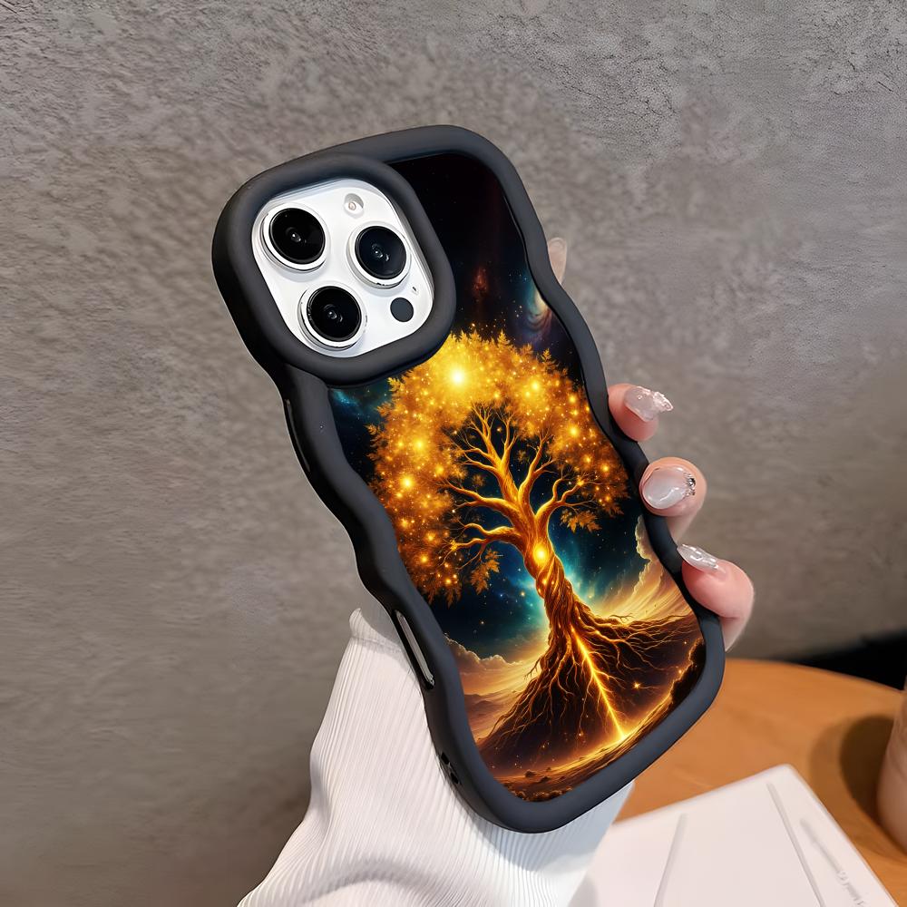 Чехол для мобильного телефона 'Древо Жизни Мира' для iPhone 17 16 15 14 13 12 11 Air Pro Max Plus Волнистый Край ТПУ Цветной Чехол Роскошный Чехол