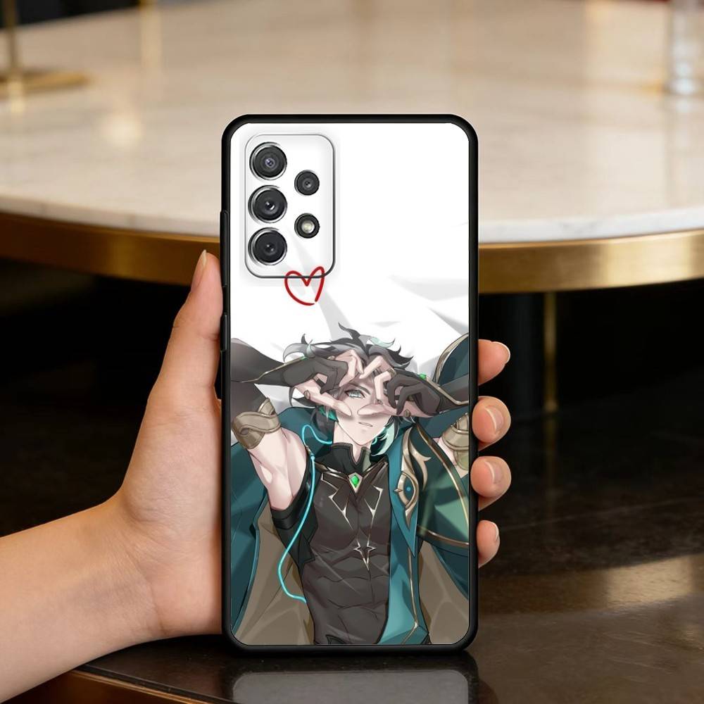 Аль-Хайсам Genshin Impact Мягкий Силиконовый Черный Чехол для Телефона Для Samsung Galaxy A73,A72,A71,A70,A53,A52,A51