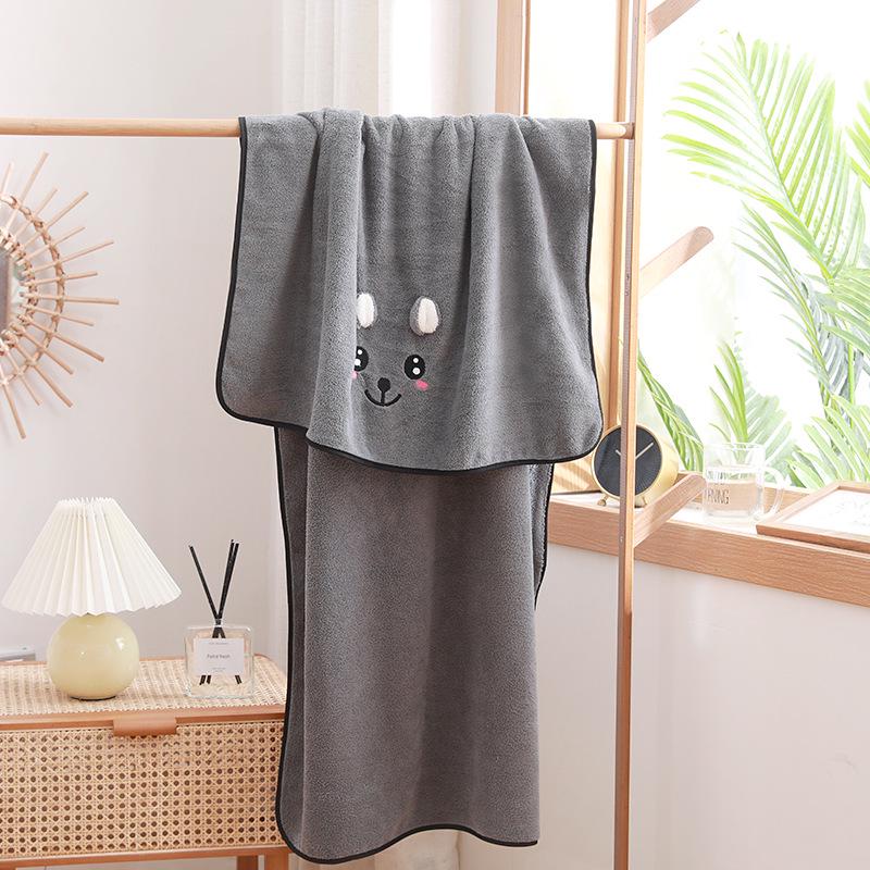 Быстросохнущее полотенце для купания с милым мультяшным принтом для младенцев - мягкое, впитывающее, толстое, коралловый флис