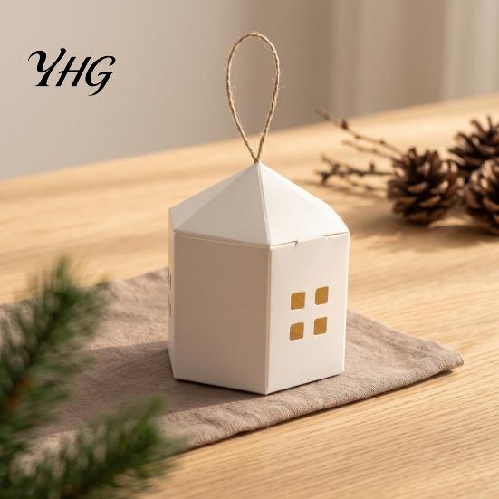Party Supplies for Guests 10PCS House Shaped Candy Boxes with Lanyard, DIY Decorative Cardboard Nordic Style Favors Treat Containers, Small