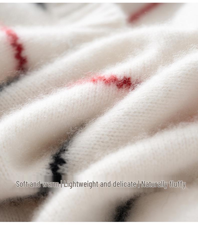 New Arrival Cashmere Striped Knit Women's Sweater – Loose Slimming Pullover for Autumn and Winter