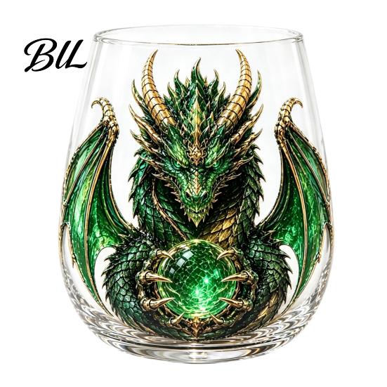 Decorative Glass for Party Dragon Pattern Water Cup, Lead-free Drinking Glass, Mythical Creature Themed Gift Fantasy Fans Home Office Drinkware
