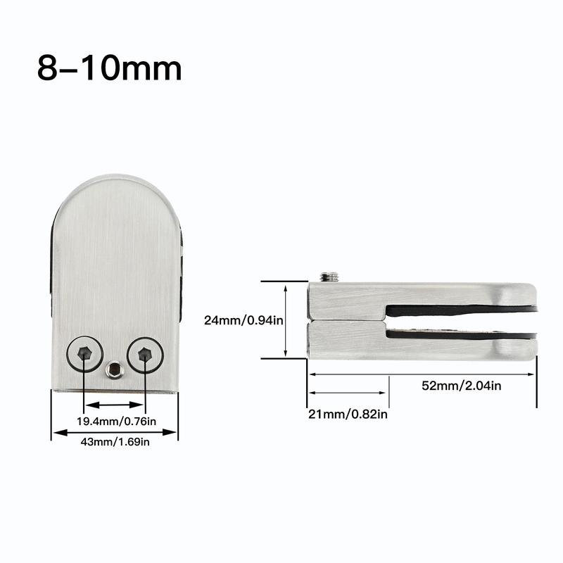 8pcs Stainless Steel Glass Clamps for 6-8mm/8-10mm/10-12mm Thickness Glass Support Brackets Clips with Hex Screwdriver