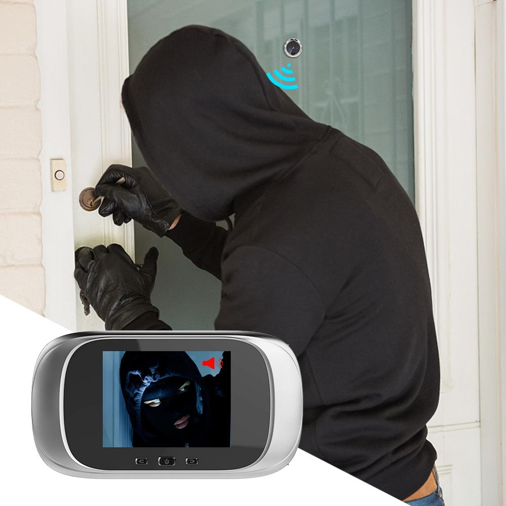 Digital Door Viewer Doorbell Home Security Monitor with 2.8 Inch LCD Peephole Camera 90°Wide Angle 320 * 240 Image Resolution Sliver