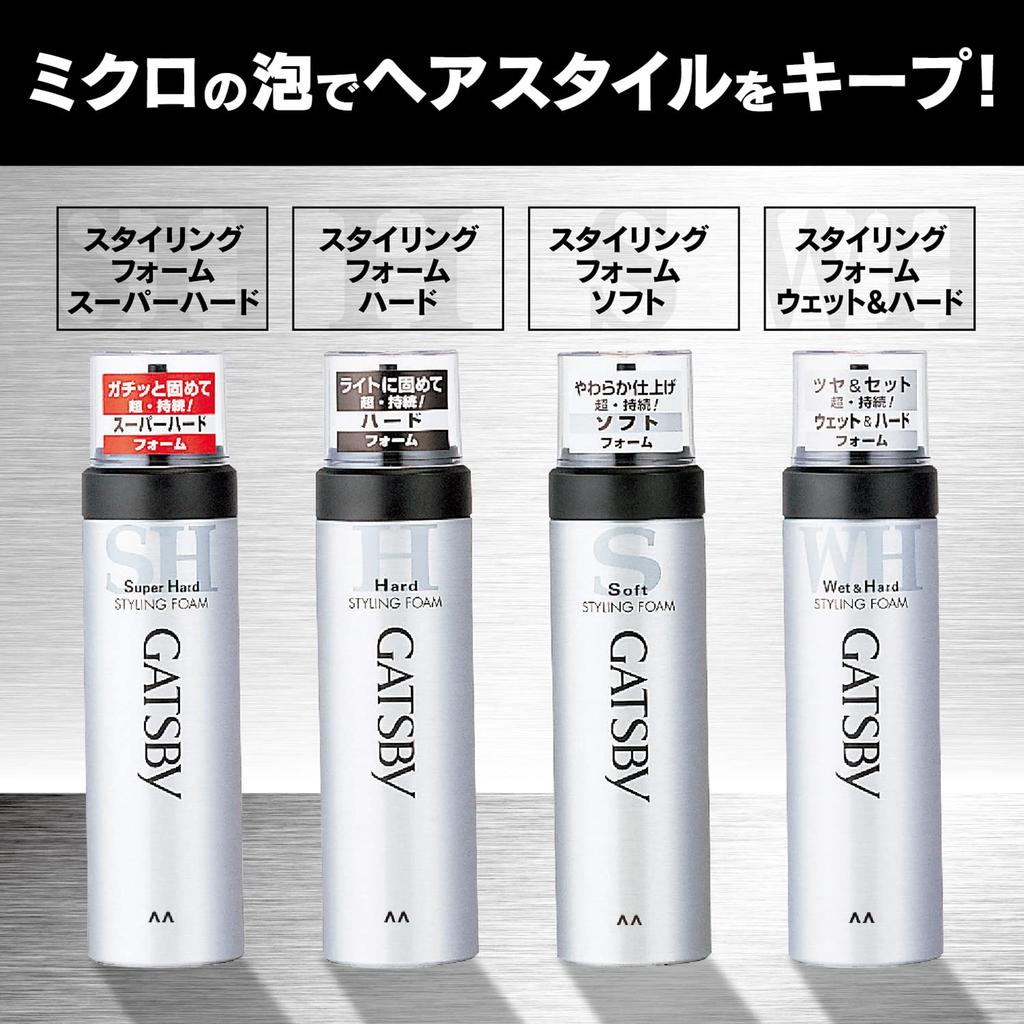 Gatsby Пена для укладки волос Super Hard Hair Conditioner 185 г x 3 флакона для мужчин