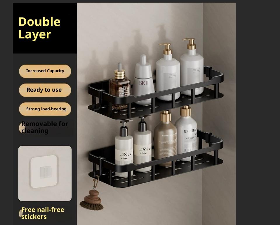 Bathroom Organizer Rack Punch-free Wall Mounted Triangle Storage Rack Corner Shelf Wall Soap Holder