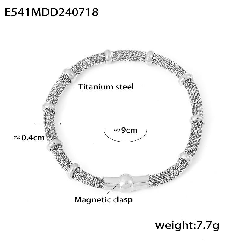Круглый браслет из бамбуковой металлической сетки, простой ретро-дизайн, титановая сталь, покрытая 18-каратным золотом, ювелирные изделия