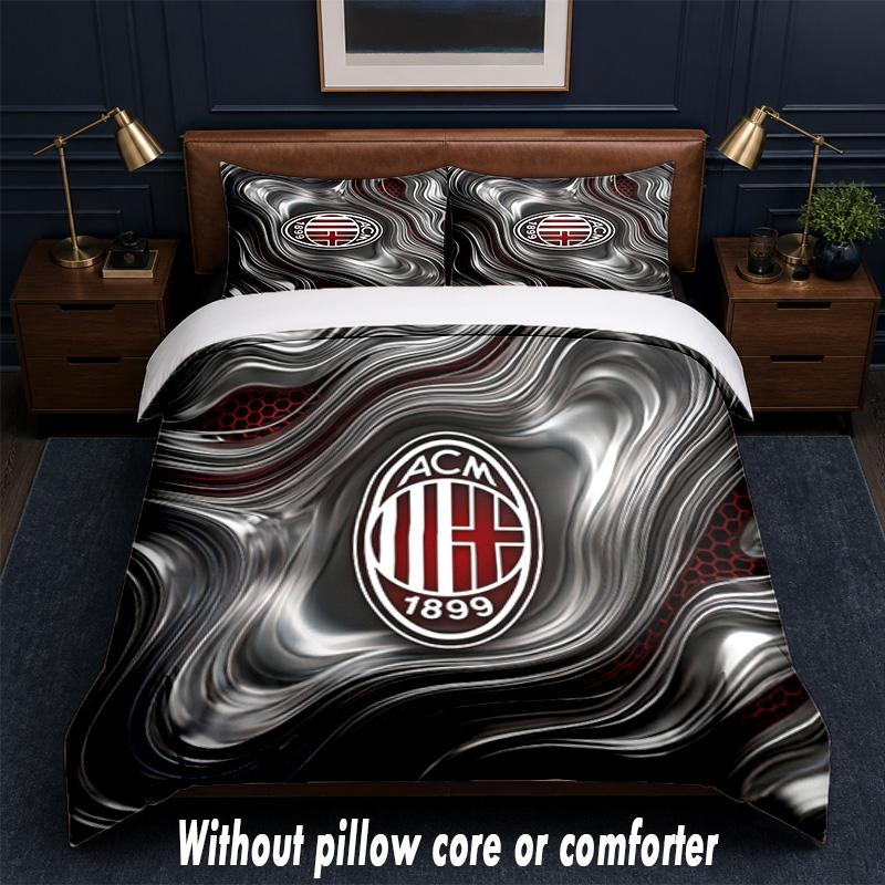 AC Milan Design Bed Bedding Set 1 Duvet Cover + 2 Pillowcases Soft Breathable Household Bed Linens