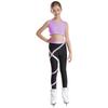 Girls Crop Top U Neck Cross Straps Keyhole Back Sleeveless Color Block Leggings Yoga Sports Set
