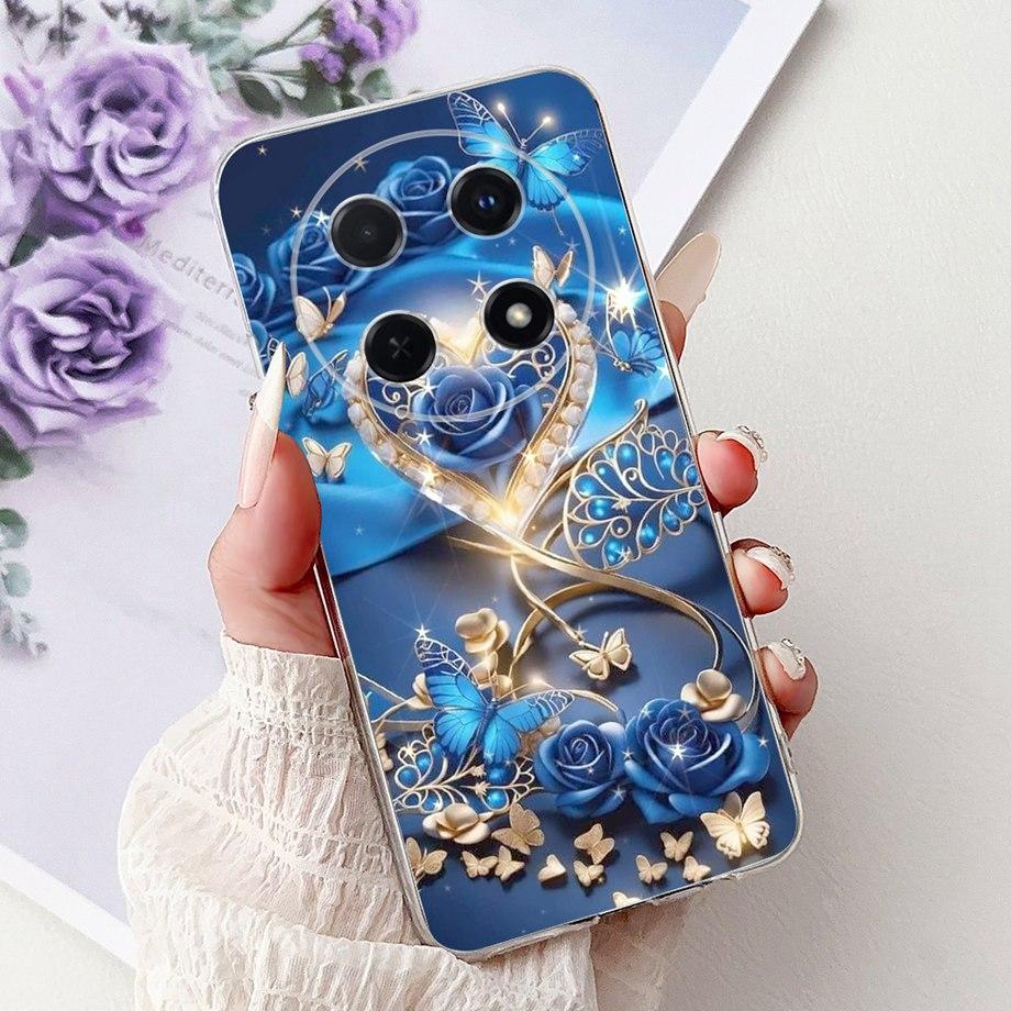 Для Huawei Nova 13i / Nova 12i 4G Задняя крышка Девчачий Модный Цветочный Бабочка Рисунок Чехол Мягкий ТПУ Прозрачный Тонкий Силиконовый Fundas