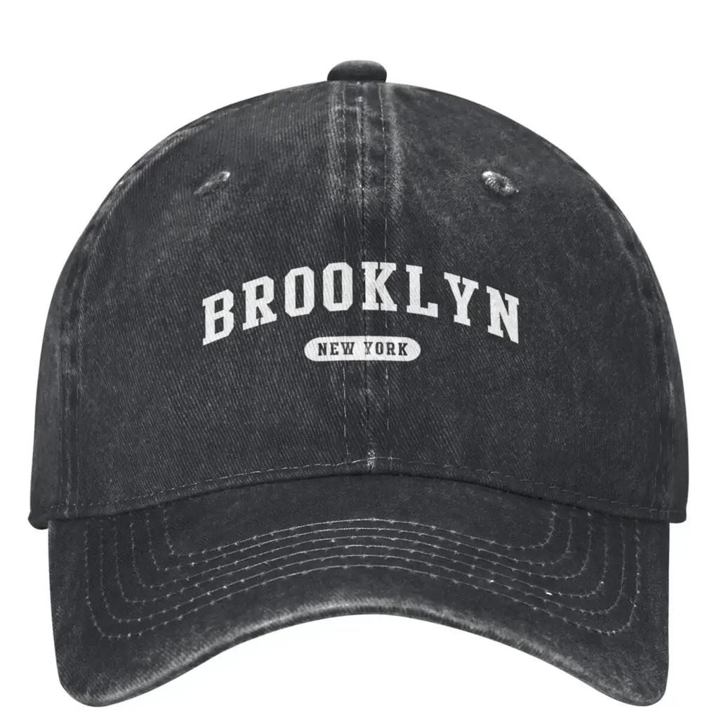 Brooklyn White Letter Print Denim Baseball Cap Outdoor Gym Hip Hop Hats Summer Unisex Unisex yk Retro Design Baseball Caps