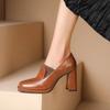 Мода 2024 Женские Туфли-лодочки на Высоком Каблуке Весна Осень Элегантный Ремешок на Щиколотке Толстый Каблук Вечерняя Обувь Свадебная Обувь Женские Туфли Подарки