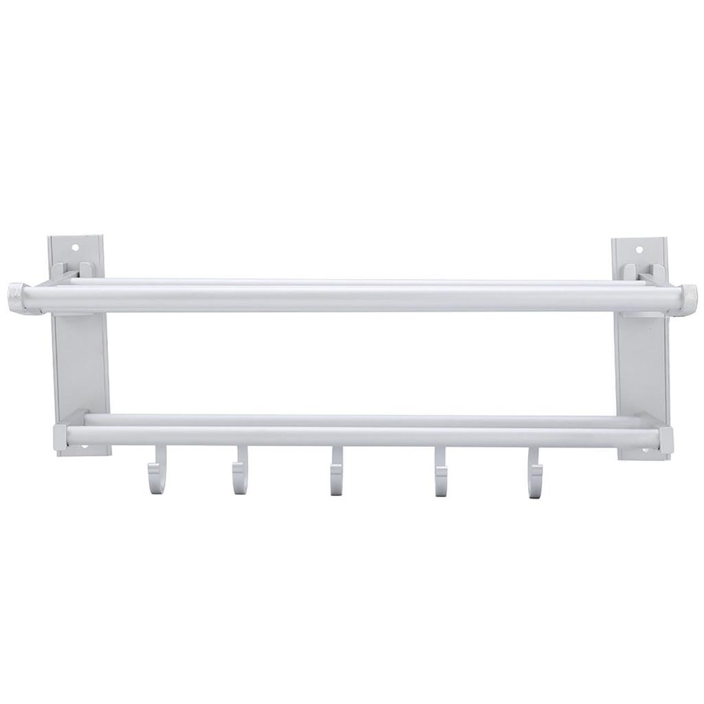 Household Bathroom Space Aluminum Wall Mounted Double Layer Bath Towel Holder Towel Rack Storage