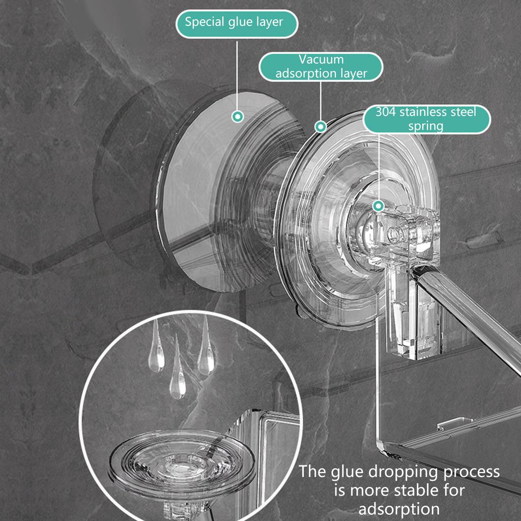 Waterproof Shower Rack No Drilling Wall Shelf Holder Suction Cup Shower Caddies Bathroom Wall Shelf Rack Durable Tools