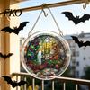 Stained Glass Puzzle Decoration Halloween Acrylic Jigsaw Suncatcher, Style DIY Sun Art Catcher Puzzles, Gothic Window Hanging Ornament for Home