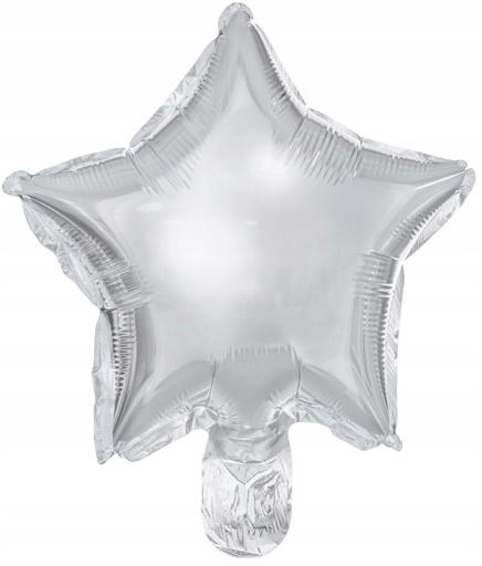 Balony Foliowe Gwiazdka, 22Cm, Srebrny 25Szt.