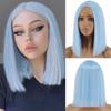Women Short Straight Middle Part Hair Wig Pink Blue Blonde Orange Synthetic Fiber Wig Halloween Cosplay Daily Life