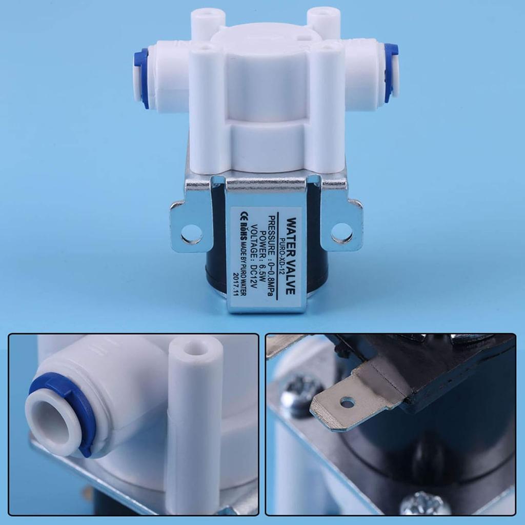 Water Valve, DC 12V Copper Plastic Electric Solenoid Valve Normally Close Purifier Water Valve for Water Filters