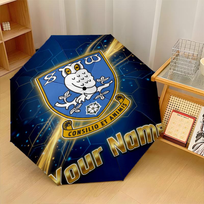 Автоматический 3-складной зонт Sheffield Wednesday FC, 8 ребер, ветрозащитный, складной, защита от солнца и дождя, для путешествий на открытом воздухе, для ежедневного использования