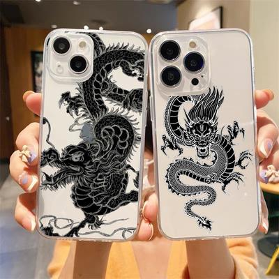 Модный противоударный прозрачный чехол для телефона с драконом для iPhone 14 13 12 11 Pro Max 7 8 Plus X XR XS Max SE 2022, силиконовый чехол Fundas