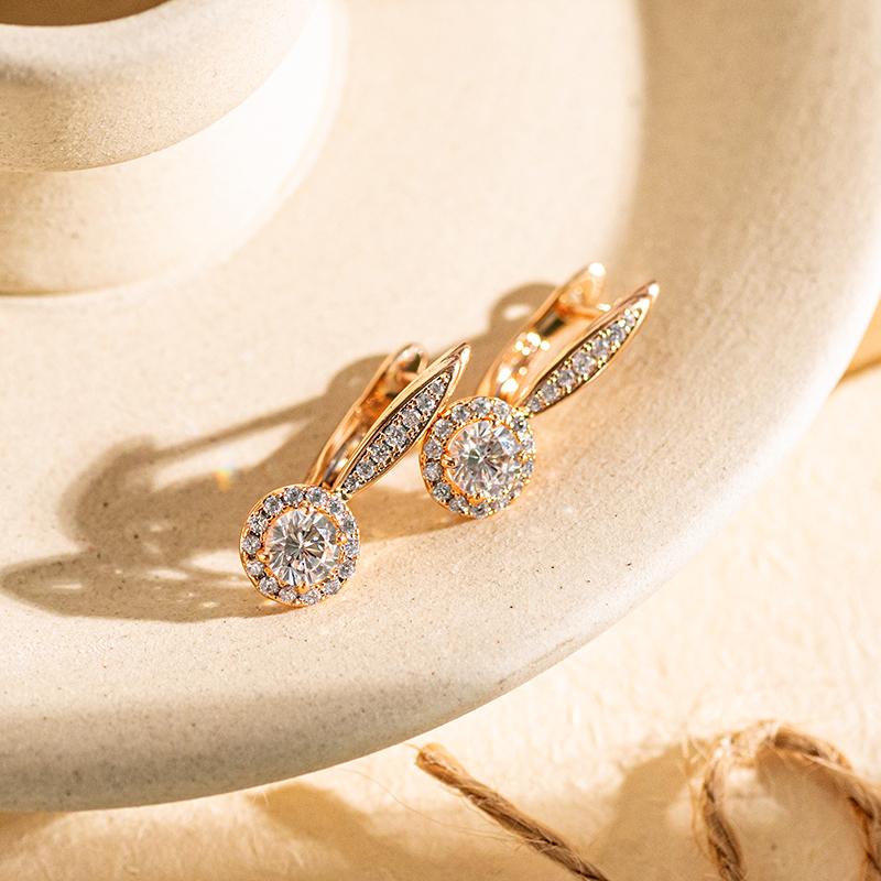 Роскошные серьги-капли из розового золота для женщин, инкрустация микро-воском, круглые серьги с натуральным цирконом, свадебные изящные повседневные украшения