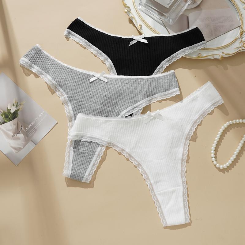 Women's CottonThongs Women's Sexy Lace Seamless Large Size T Back Underwear Panties Thong