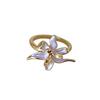 Elegant French Iris Violet Enamel Drop Oil Zircon Ring For Women Fashion Accessory
