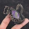Purpurite Gemstone Pendant Copper Wire Wrapped Jewelry Handmade Pendant Rabbit Pendant Antique Jewelry Copper Wire Wrap Pendant Wedding Gift