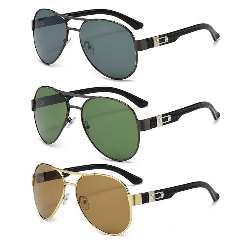 Retro European and American fashion metal double beam toad glasses men's driving sunglasses women's travel sunscreen sunglasses classic glasses