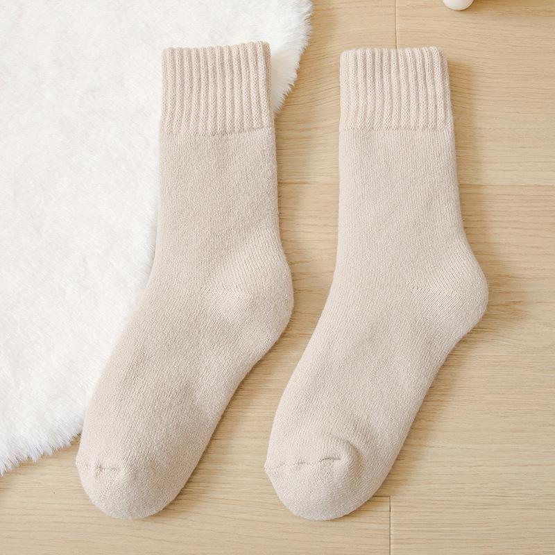 Женские флисовые носки Zhuji средней длины: Плотный, теплый бархат для осени/зимы — идеально подходит для сна и родов