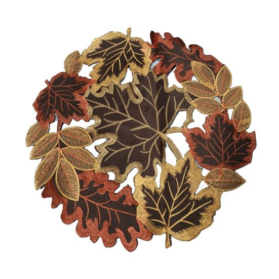 Autumn Maple Embroidered Placemat Hollow Design Insulation Pad Hot Plates Pots Table Runner Harvest Party Dining Accessories