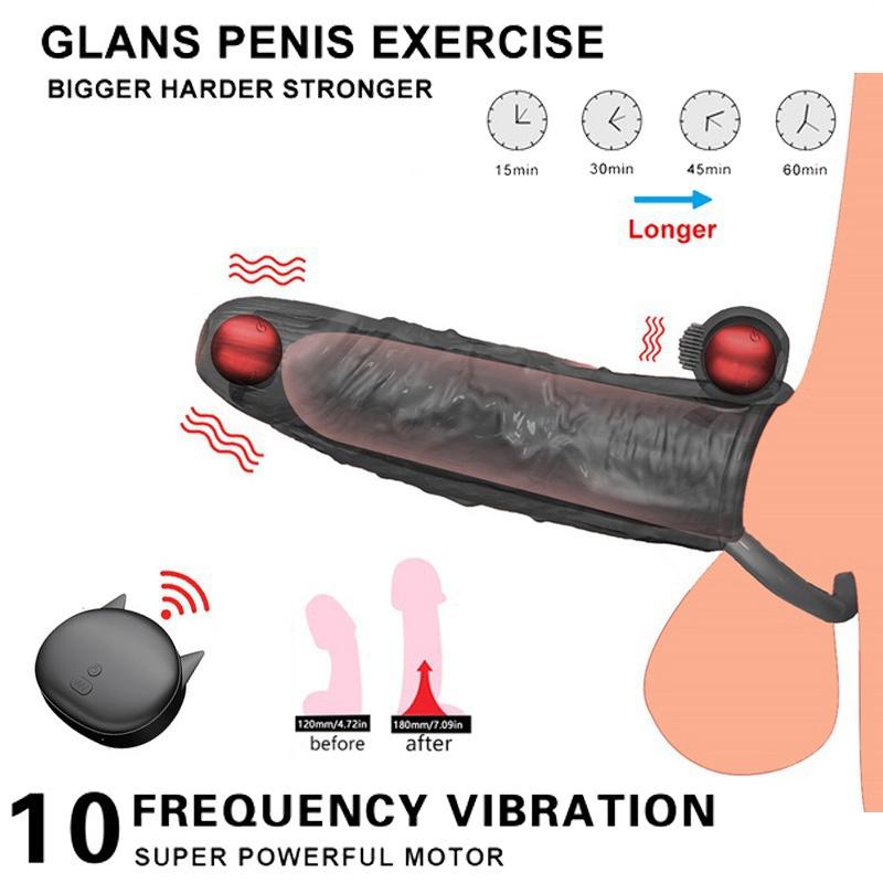 Wireless Penis Ring Sleeve Cock Ring Glans Massager Delayed Ejaculation Erotic Male Sex Toy Men Penis Condom Chastity Cock Ring